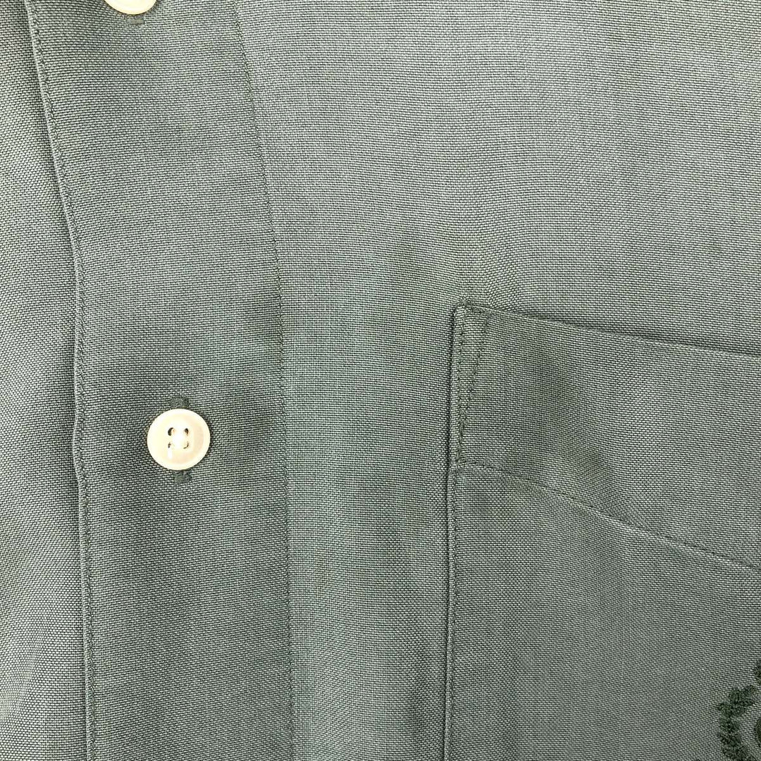 Ralph Lauren CHAPS short-sleeved button-down shirt, men's size M Rayon Khaki type sage green Vintage Second Hand