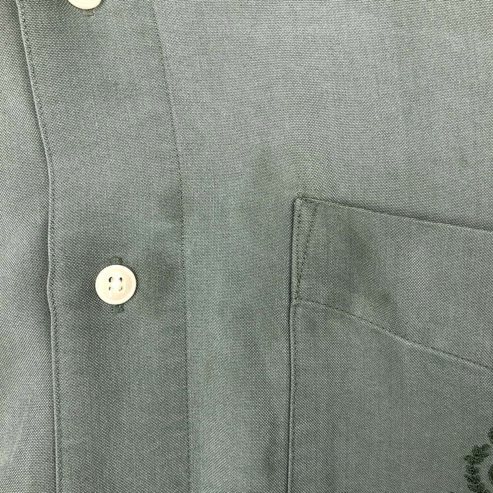 Ralph Lauren CHAPS short-sleeved button-down shirt, men's size M Rayon Khaki type sage green Vintage Second Hand