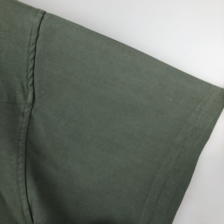 Ralph Lauren CHAPS short-sleeved button-down shirt, men's size M Rayon Khaki type sage green Vintage Second Hand