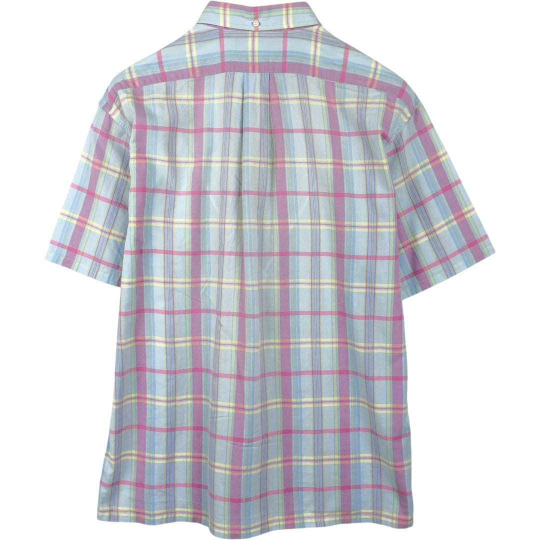 Ralph Lauren GREGGOR Madras Check Short-Sleeve Button-Down Check Shirt, Boxy Shirt, Men's Size M (approx.) cotton Blue type light blue Vintage Second Hand