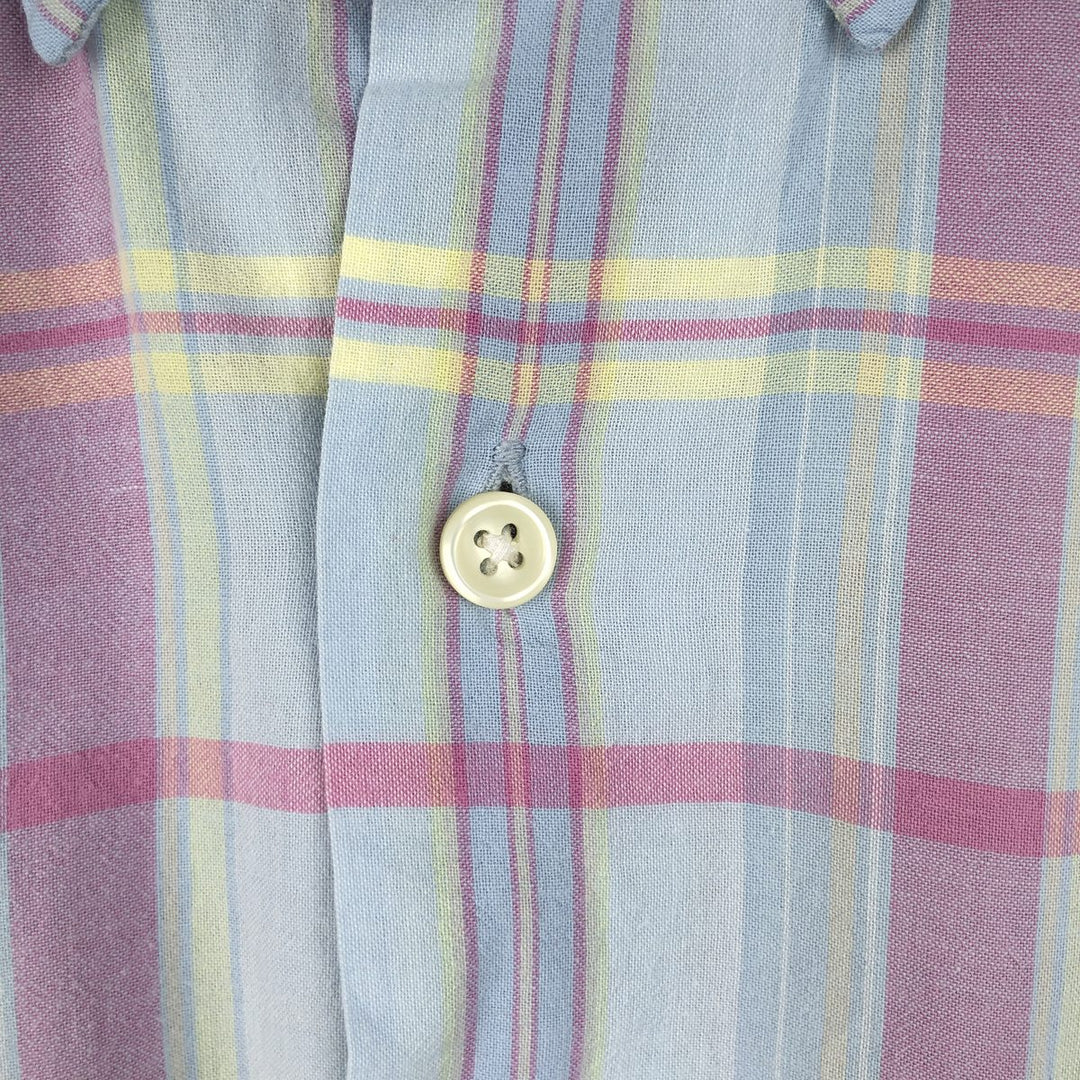 Ralph Lauren GREGGOR Madras Check Short-Sleeve Button-Down Check Shirt, Boxy Shirt, Men's Size M (approx.) cotton Blue type light blue Vintage Second Hand