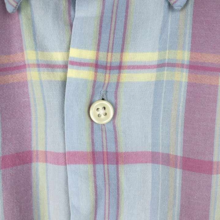 Ralph Lauren GREGGOR Madras Check Short-Sleeve Button-Down Check Shirt, Boxy Shirt, Men's Size M (approx.) cotton Blue type light blue Vintage Second Hand