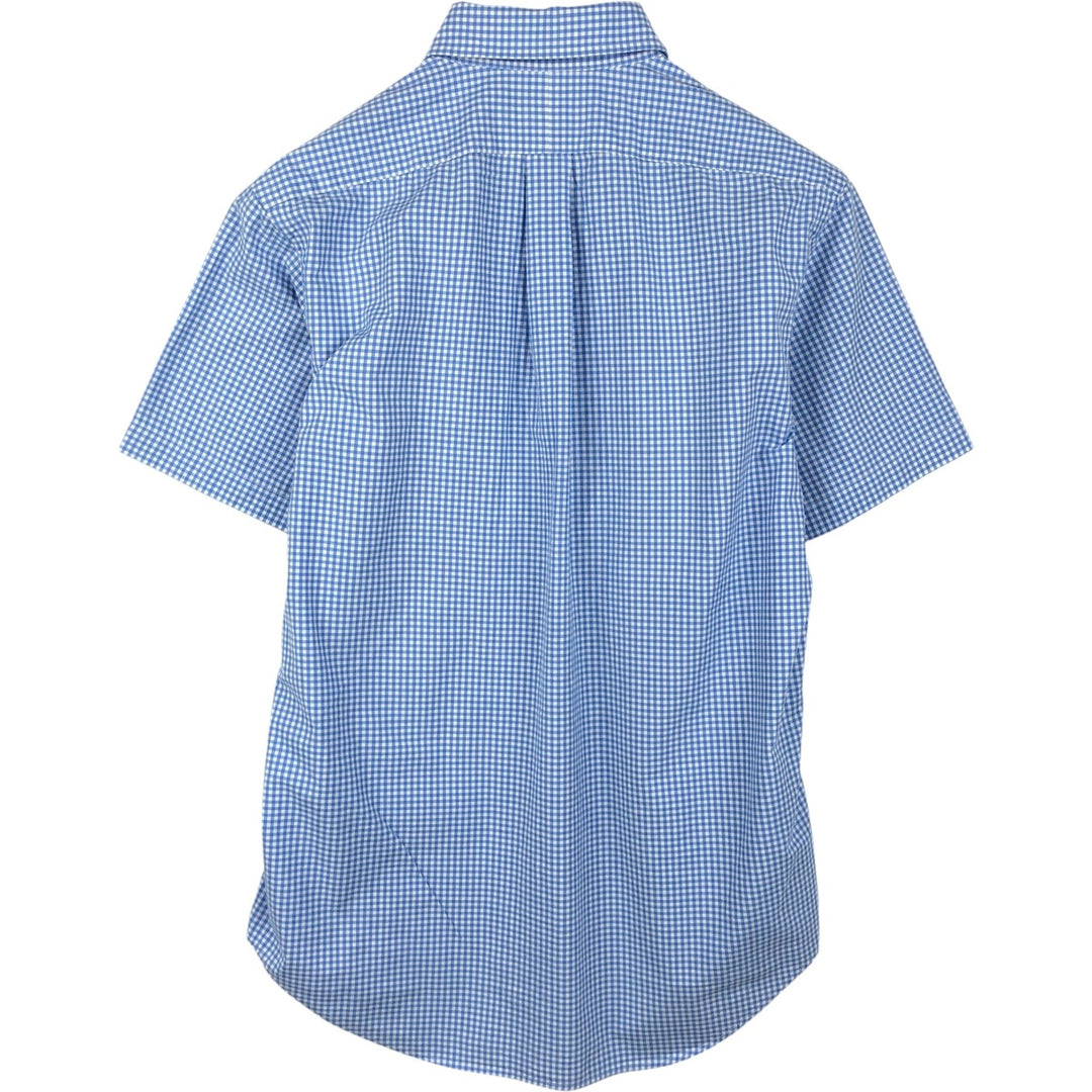Ralph Lauren Gingham Check Short Sleeve Button Down Check Shirt Men's M Size cotton Blue type light blue Vintage Second Hand
