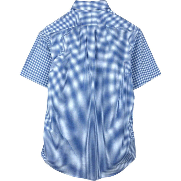 Ralph Lauren Gingham Check Short Sleeve Button Down Check Shirt Men's M Size cotton Blue type light blue Vintage Second Hand