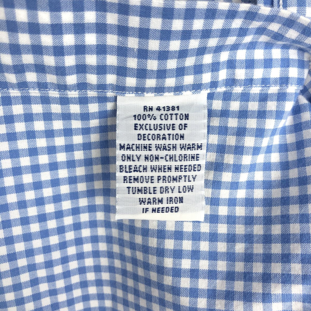 Ralph Lauren Gingham Check Short Sleeve Button Down Check Shirt Men's M Size cotton Blue type light blue Vintage Second Hand