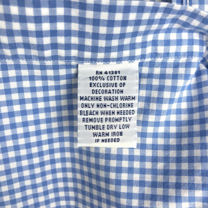 Ralph Lauren Gingham Check Short Sleeve Button Down Check Shirt Men's M Size cotton Blue type light blue Vintage Second Hand