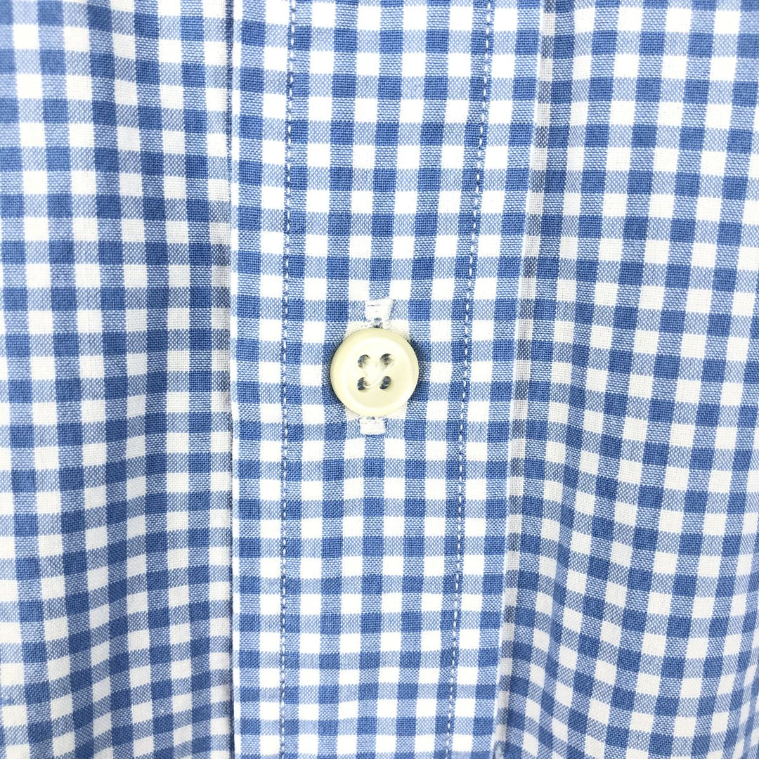 Ralph Lauren Gingham Check Short Sleeve Button Down Check Shirt Men's M Size cotton Blue type light blue Vintage Second Hand