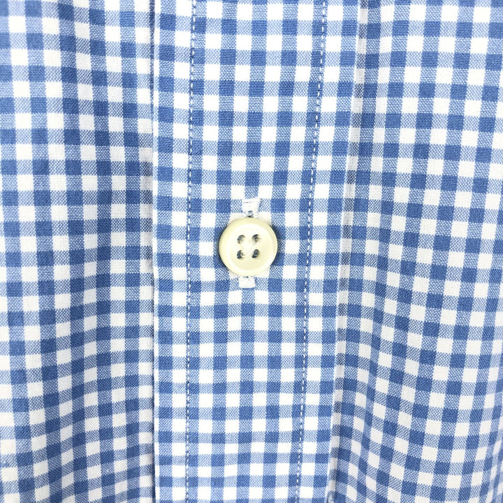 Ralph Lauren Gingham Check Short Sleeve Button Down Check Shirt Men's M Size cotton Blue type light blue Vintage Second Hand