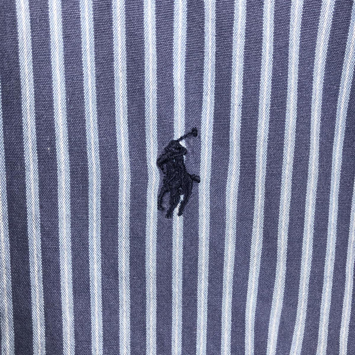 Ralph Lauren BLAKE Short-Sleeve Button-Down Striped Shirt, Men's Size XL (approx.) cotton navy blue type Vintage Second Hand
