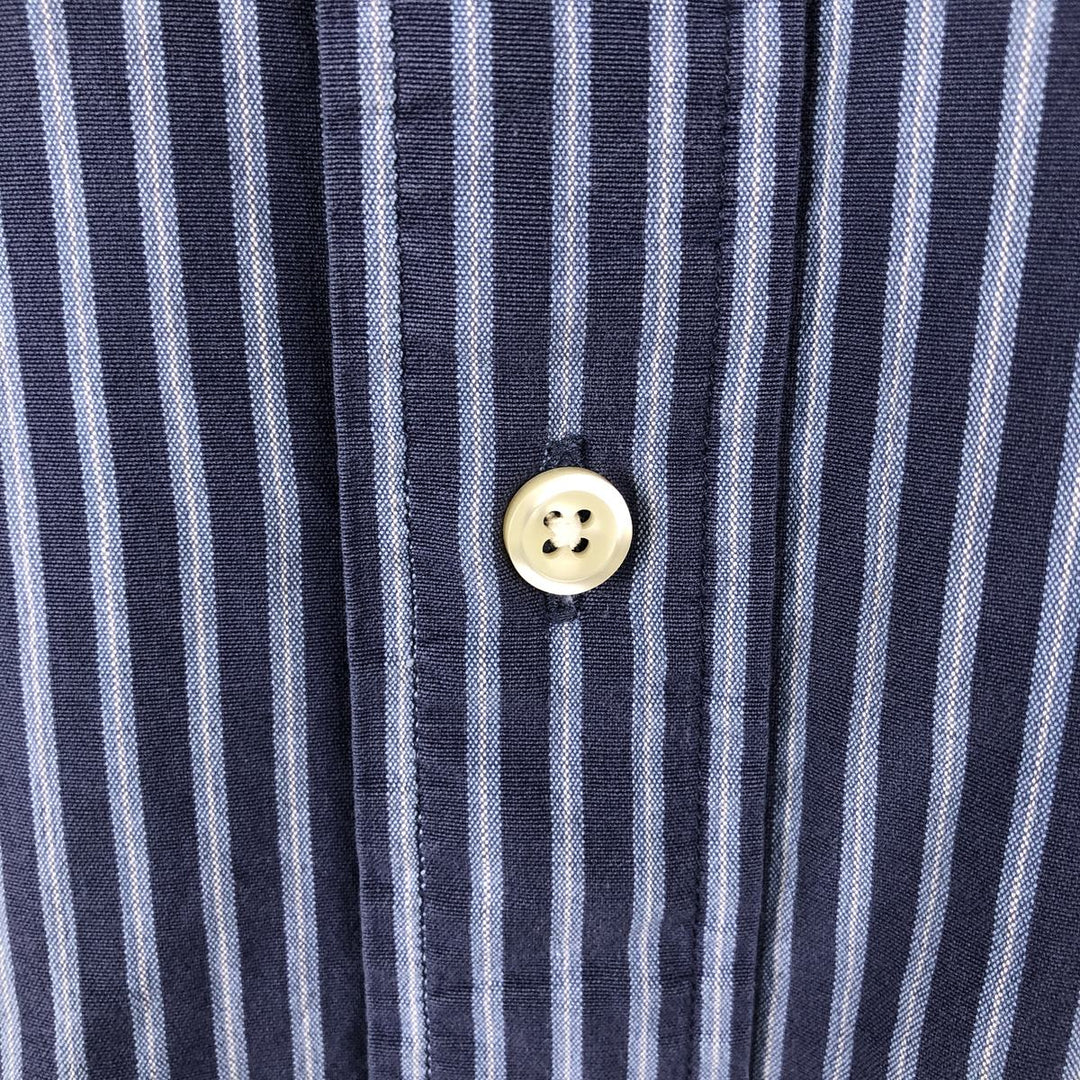 Ralph Lauren BLAKE Short-Sleeve Button-Down Striped Shirt, Men's Size XL (approx.) cotton navy blue type Vintage Second Hand