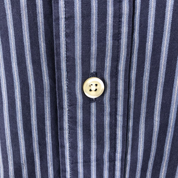 Ralph Lauren BLAKE Short-Sleeve Button-Down Striped Shirt, Men's Size XL (approx.) cotton navy blue type Vintage Second Hand