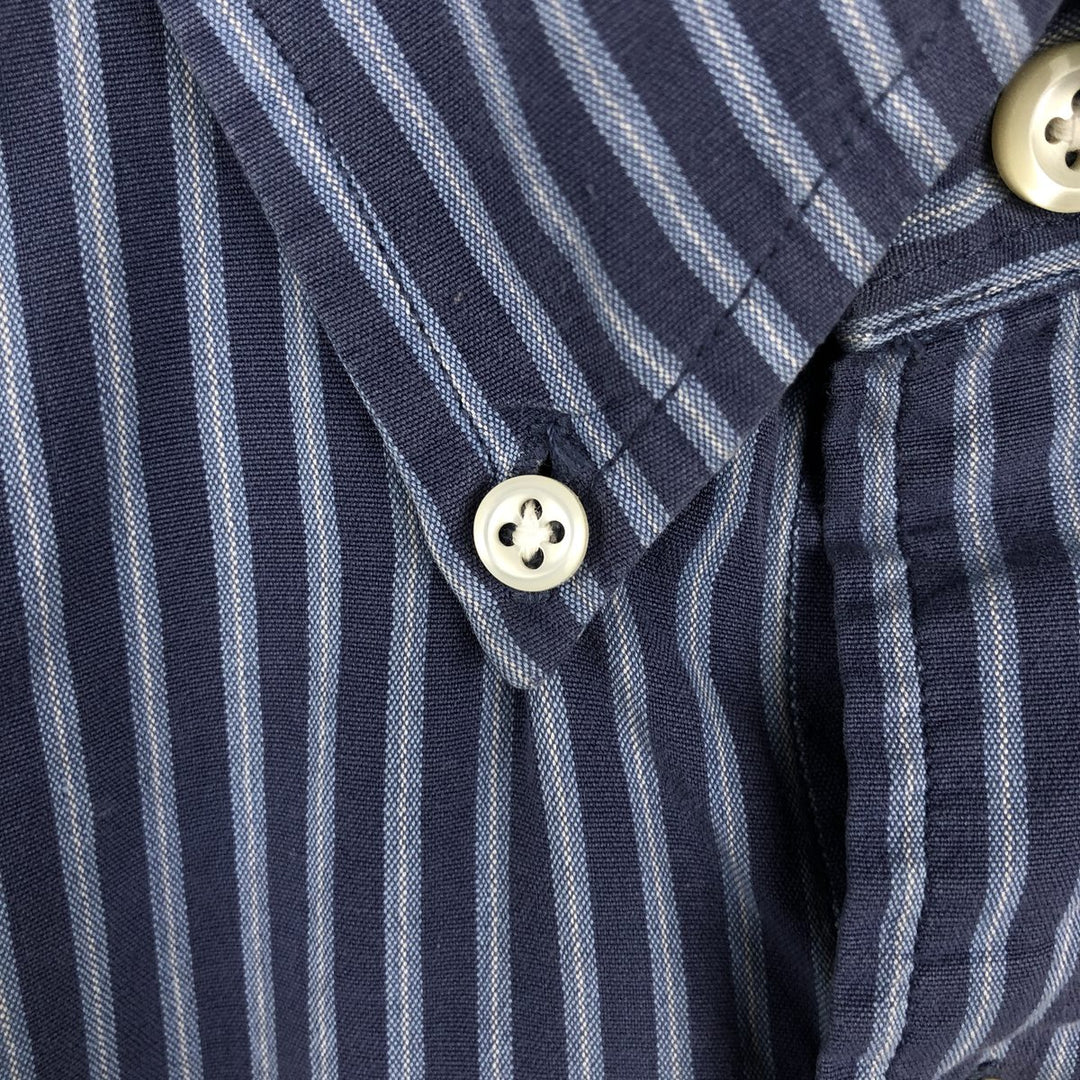 Ralph Lauren BLAKE Short-Sleeve Button-Down Striped Shirt, Men's Size XL (approx.) cotton navy blue type Vintage Second Hand