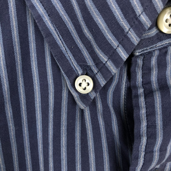 Ralph Lauren BLAKE Short-Sleeve Button-Down Striped Shirt, Men's Size XL (approx.) cotton navy blue type Vintage Second Hand