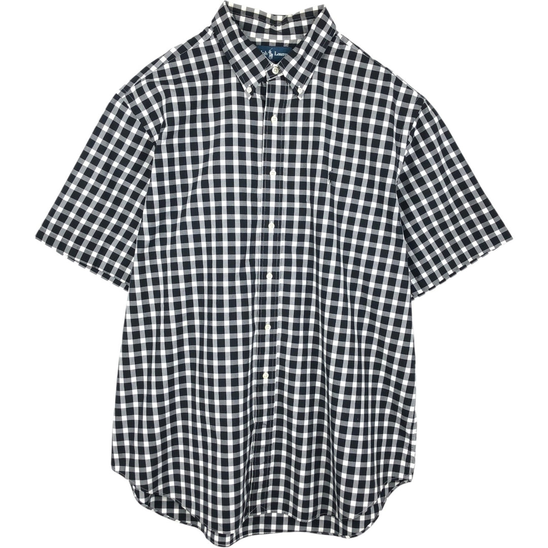 Ralph Lauren CUSTOM FIT short sleeve button down check shirt men's XXL cotton black type Vintage Second Hand