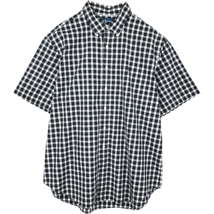 Ralph Lauren CUSTOM FIT short sleeve button down check shirt men's XXL cotton black type Vintage Second Hand