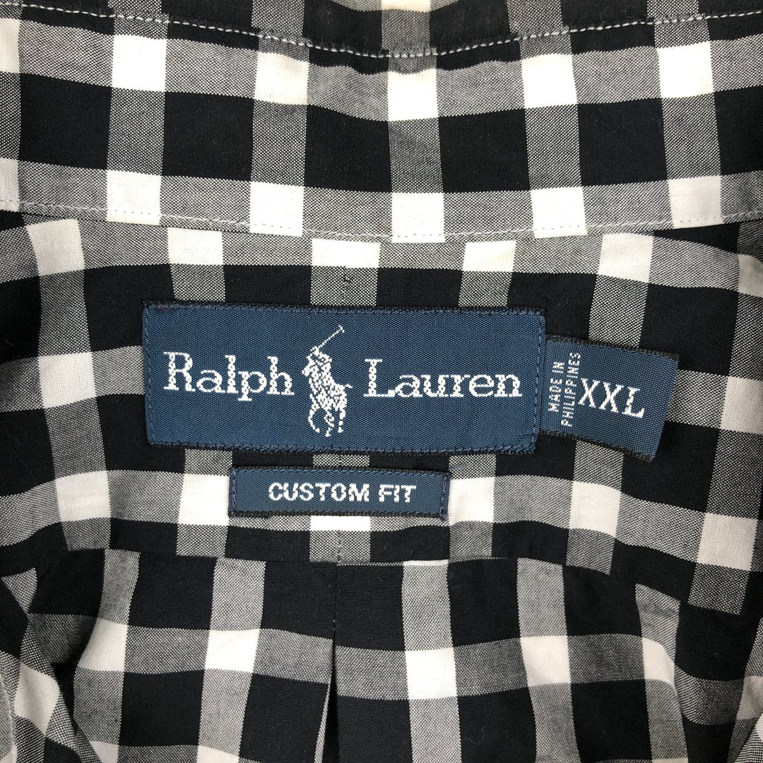 Ralph Lauren CUSTOM FIT short sleeve button down check shirt men's XXL cotton black type Vintage Second Hand