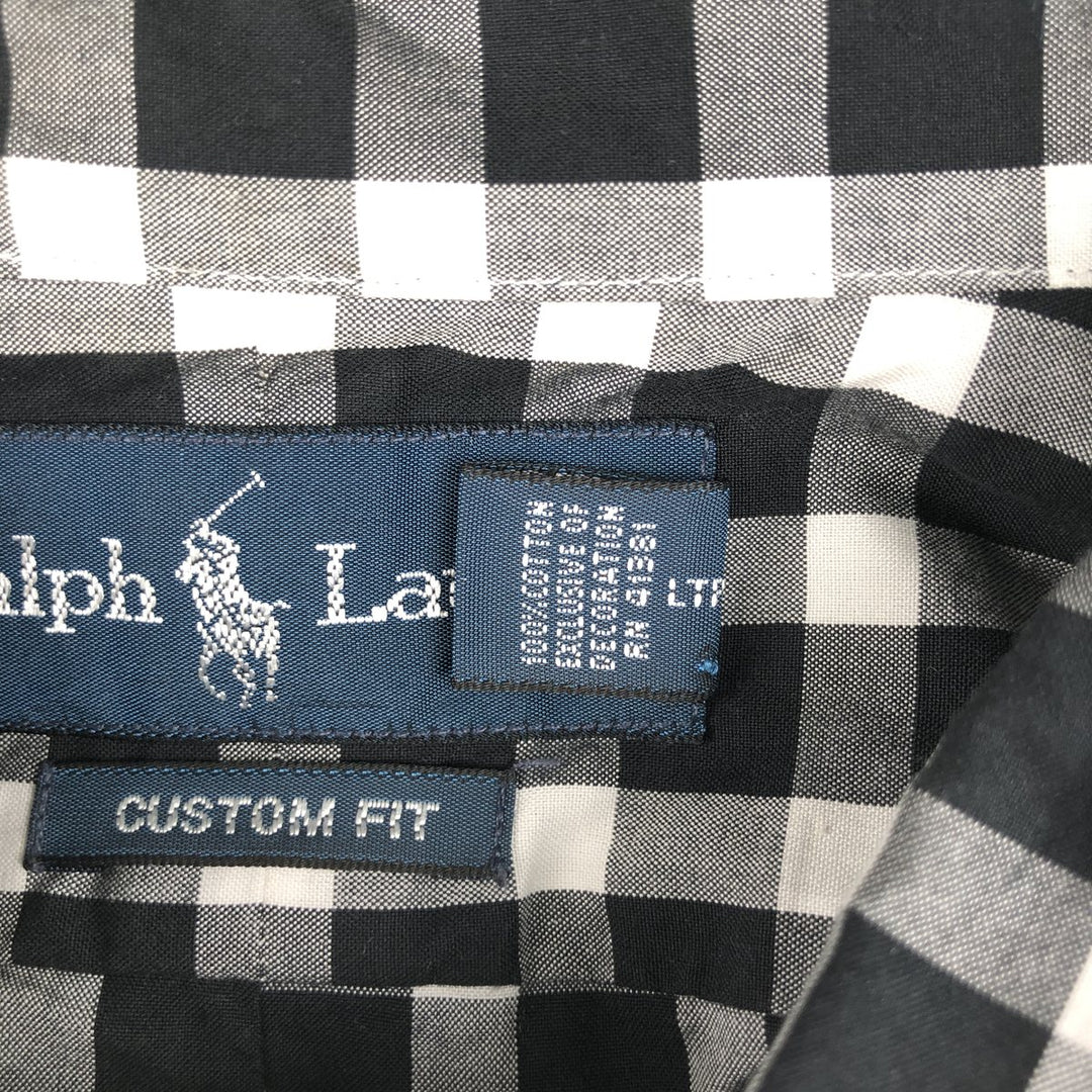 Ralph Lauren CUSTOM FIT short sleeve button down check shirt men's XXL cotton black type Vintage Second Hand
