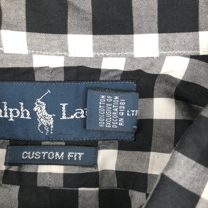 Ralph Lauren CUSTOM FIT short sleeve button down check shirt men's XXL cotton black type Vintage Second Hand