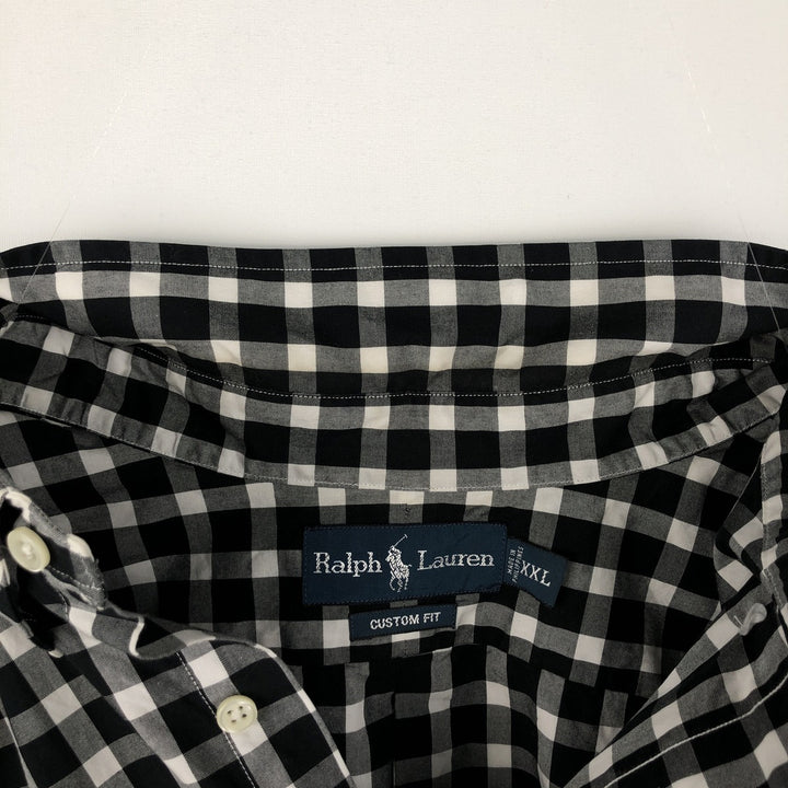 Ralph Lauren CUSTOM FIT short sleeve button down check shirt men's XXL cotton black type Vintage Second Hand