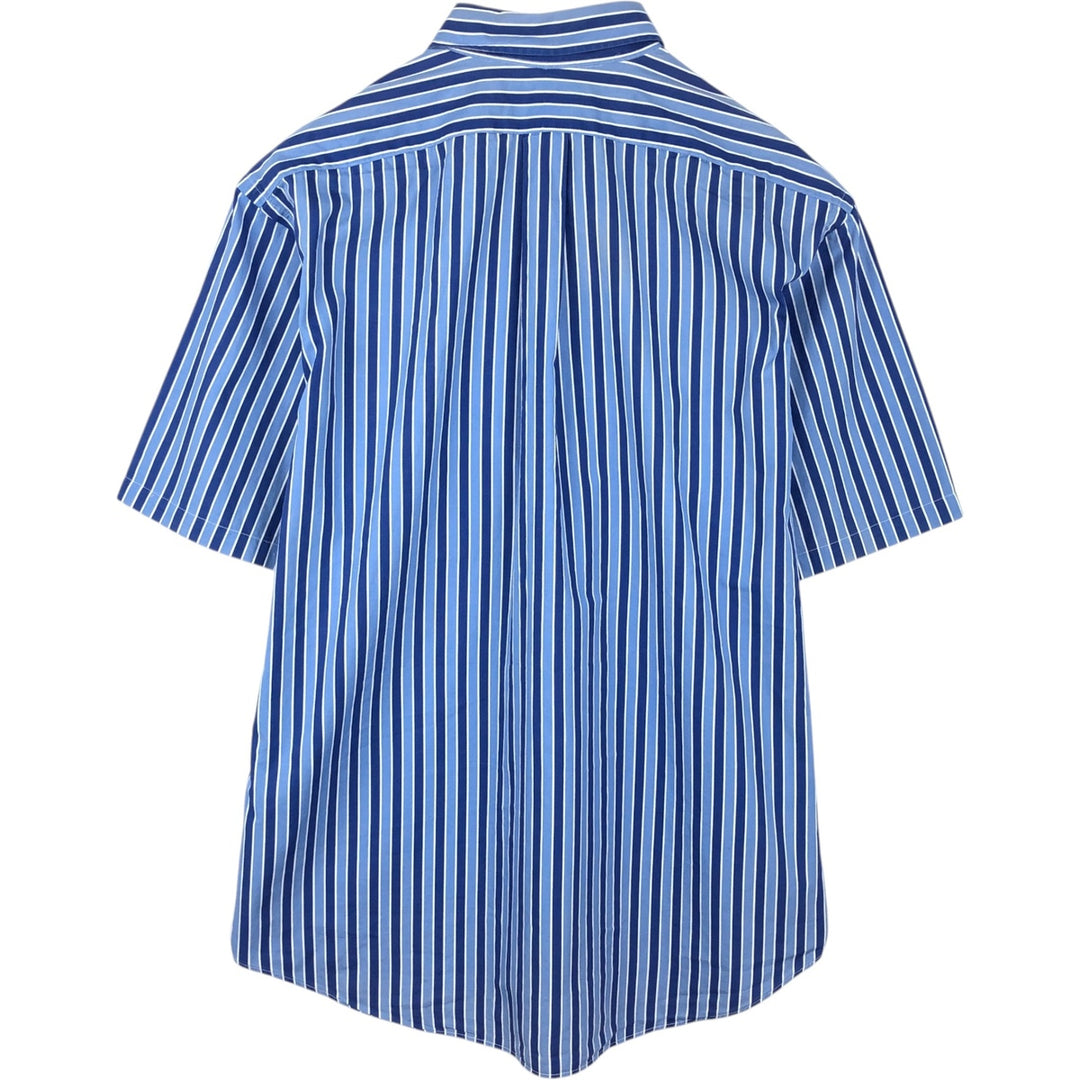 Ralph Lauren multi-stripe short-sleeved button-down shirt, men's size XL (approx.) cotton Navy blue Vintage Second Hand
