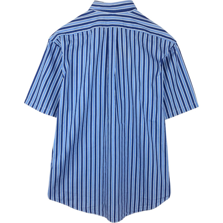 Ralph Lauren multi-stripe short-sleeved button-down shirt, men's size XL (approx.) cotton Navy blue Vintage Second Hand