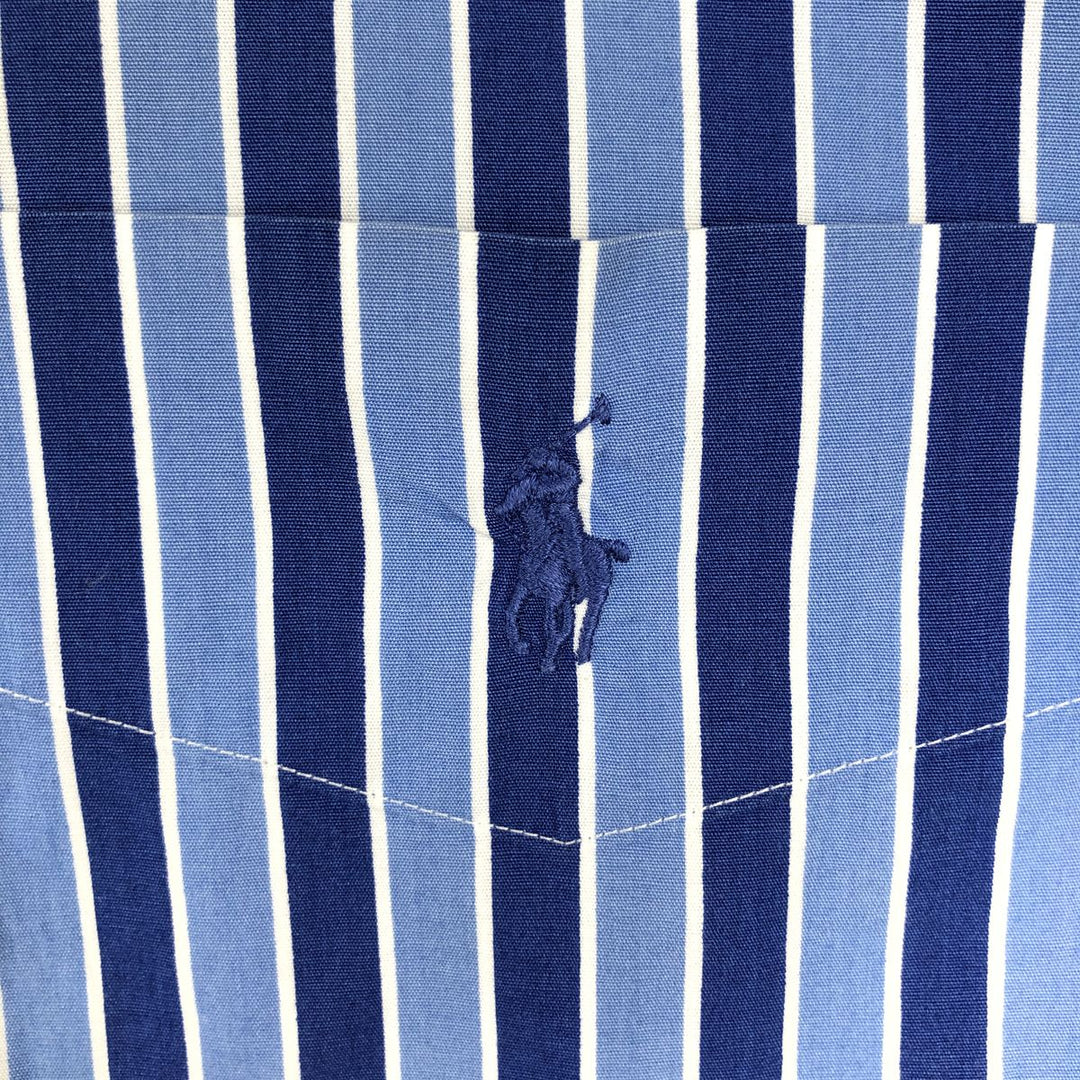 Ralph Lauren multi-stripe short-sleeved button-down shirt, men's size XL (approx.) cotton Navy blue Vintage Second Hand