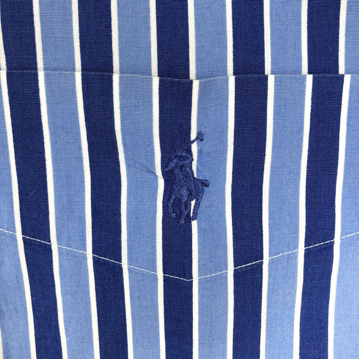 Ralph Lauren multi-stripe short-sleeved button-down shirt, men's size XL (approx.) cotton Navy blue Vintage Second Hand