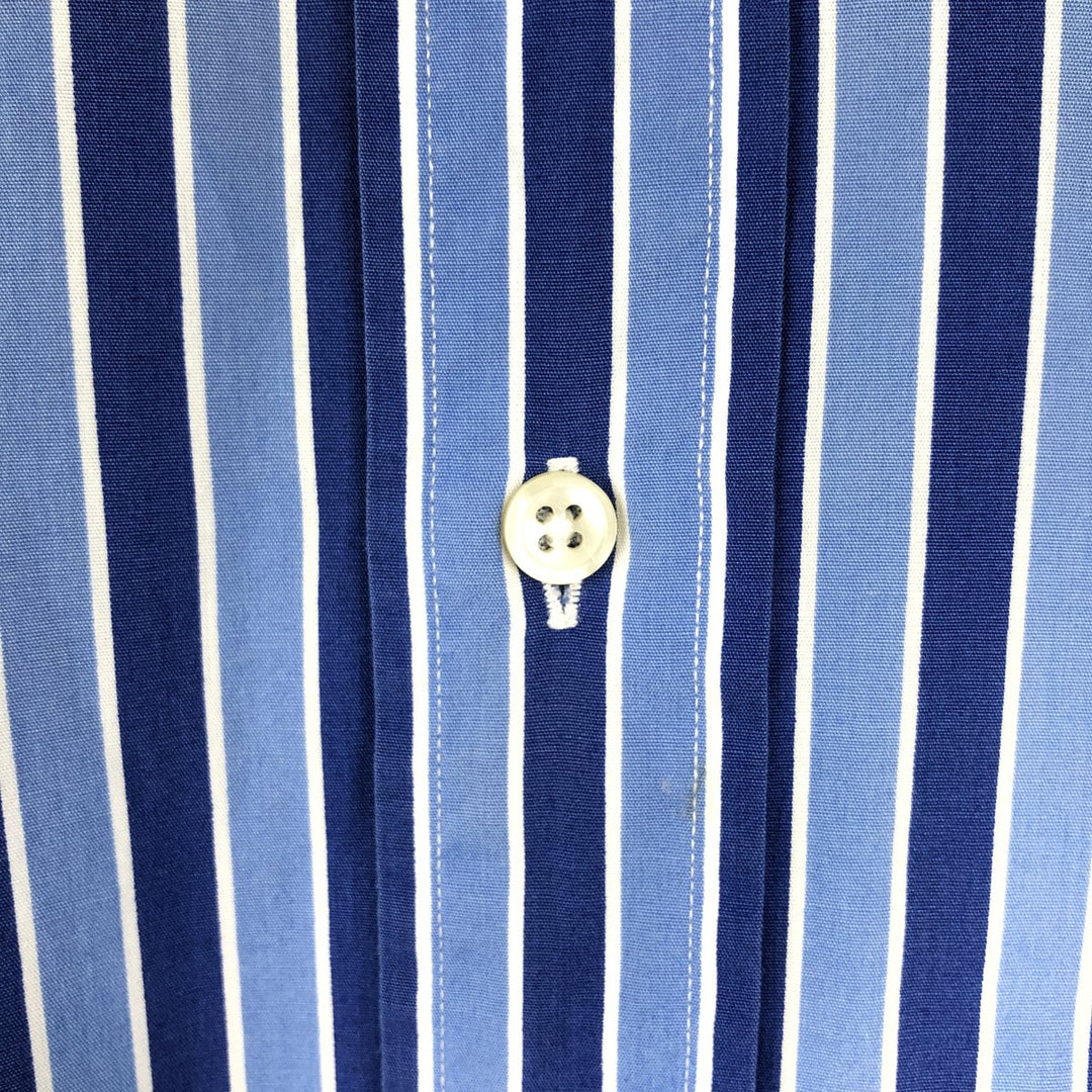 Ralph Lauren multi-stripe short-sleeved button-down shirt, men's size XL (approx.) cotton Navy blue Vintage Second Hand