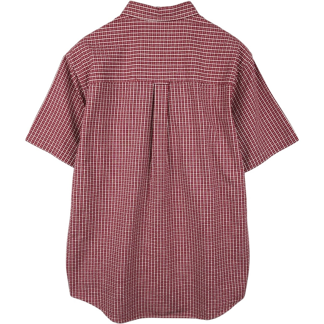 Ralph Lauren CHAPS seersucker short-sleeved button-down check shirt, men's size L (approx.) cotton red type Vintage Second Hand