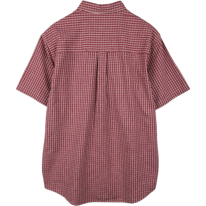 Ralph Lauren CHAPS seersucker short-sleeved button-down check shirt, men's size L (approx.) cotton red type Vintage Second Hand