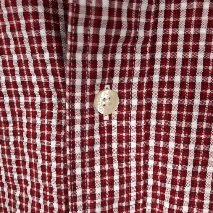 Ralph Lauren CHAPS seersucker short-sleeved button-down check shirt, men's size L (approx.) cotton red type Vintage Second Hand