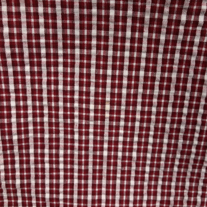 Ralph Lauren CHAPS seersucker short-sleeved button-down check shirt, men's size L (approx.) cotton red type Vintage Second Hand