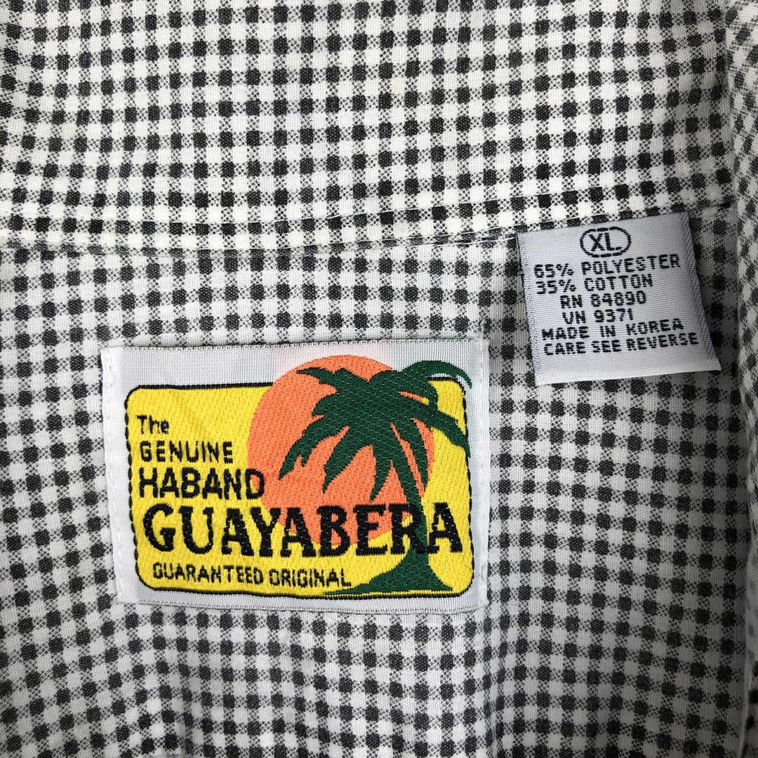 THE GENUINE HABAND GUAYABERA Check Pattern Short-Sleeve Open Collar Mexican Shirt Cuban Shirt Box Shirt polyester black type Vintage Second Hand