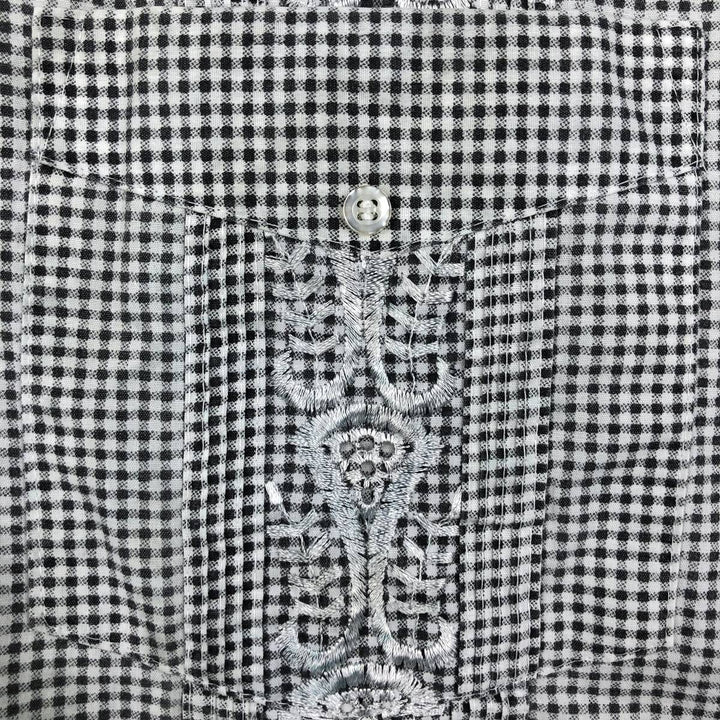 THE GENUINE HABAND GUAYABERA Check Pattern Short-Sleeve Open Collar Mexican Shirt Cuban Shirt Box Shirt polyester black type Vintage Second Hand
