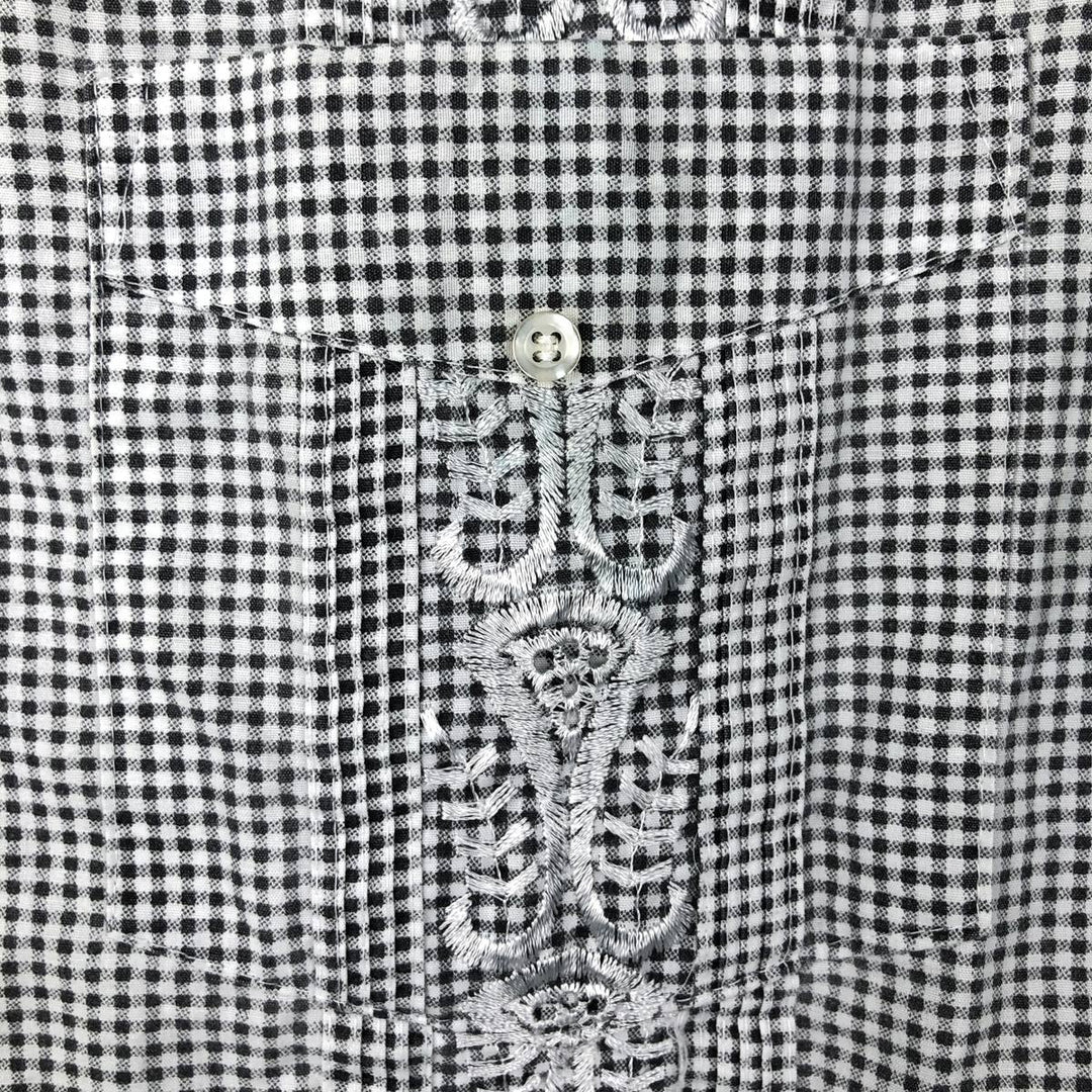 THE GENUINE HABAND GUAYABERA Check Pattern Short-Sleeve Open Collar Mexican Shirt Cuban Shirt Box Shirt polyester black type Vintage Second Hand
