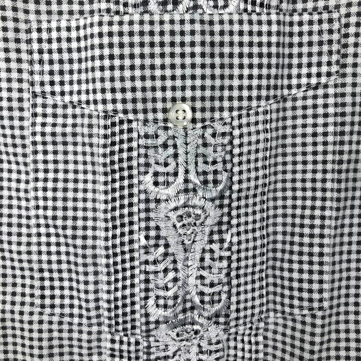 THE GENUINE HABAND GUAYABERA Check Pattern Short-Sleeve Open Collar Mexican Shirt Cuban Shirt Box Shirt polyester black type Vintage Second Hand