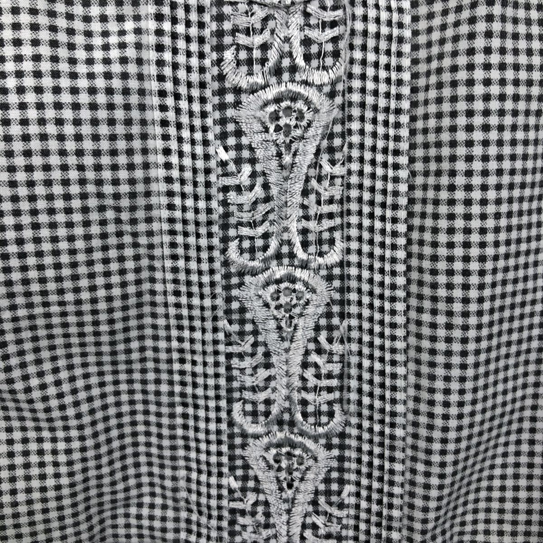 THE GENUINE HABAND GUAYABERA Check Pattern Short-Sleeve Open Collar Mexican Shirt Cuban Shirt Box Shirt polyester black type Vintage Second Hand