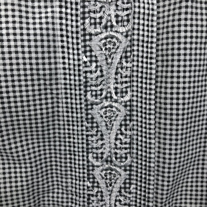 THE GENUINE HABAND GUAYABERA Check Pattern Short-Sleeve Open Collar Mexican Shirt Cuban Shirt Box Shirt polyester black type Vintage Second Hand