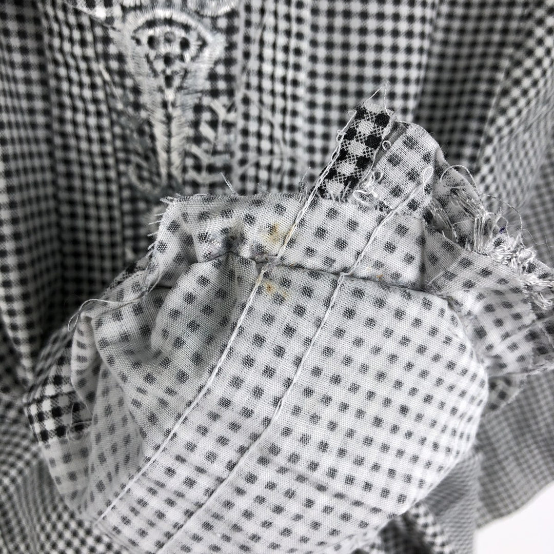 THE GENUINE HABAND GUAYABERA Check Pattern Short-Sleeve Open Collar Mexican Shirt Cuban Shirt Box Shirt polyester black type Vintage Second Hand