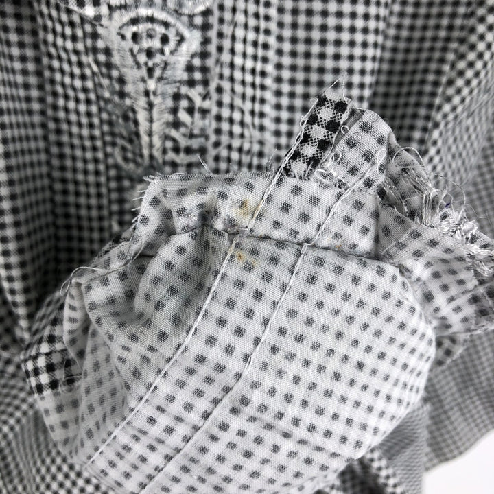 THE GENUINE HABAND GUAYABERA Check Pattern Short-Sleeve Open Collar Mexican Shirt Cuban Shirt Box Shirt polyester black type Vintage Second Hand