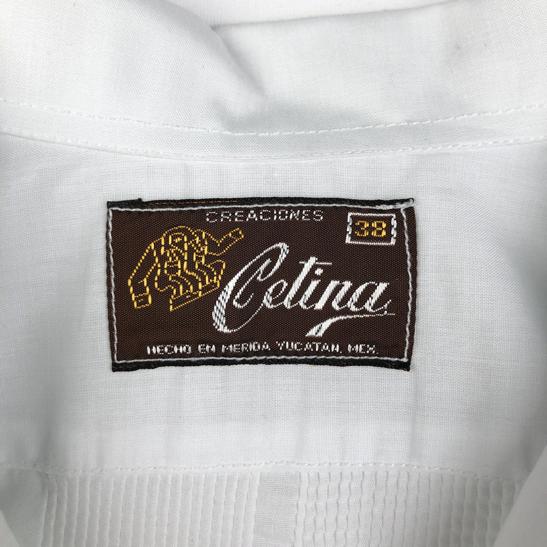 Cetina Short-Sleeve Open-Collar Mexican Shirt, Cuban Shirt, Boxy Shirt, Men's Size M (Equivalent), Vintage unclear white type Vintage Second Hand