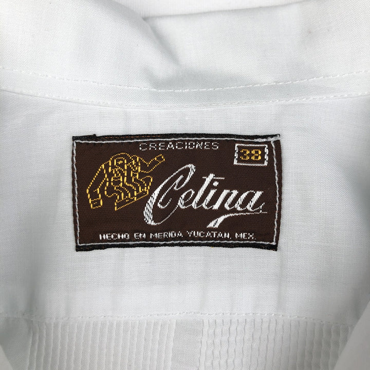 Cetina Short-Sleeve Open-Collar Mexican Shirt, Cuban Shirt, Boxy Shirt, Men's Size M (Equivalent), Vintage unclear white type Vintage Second Hand