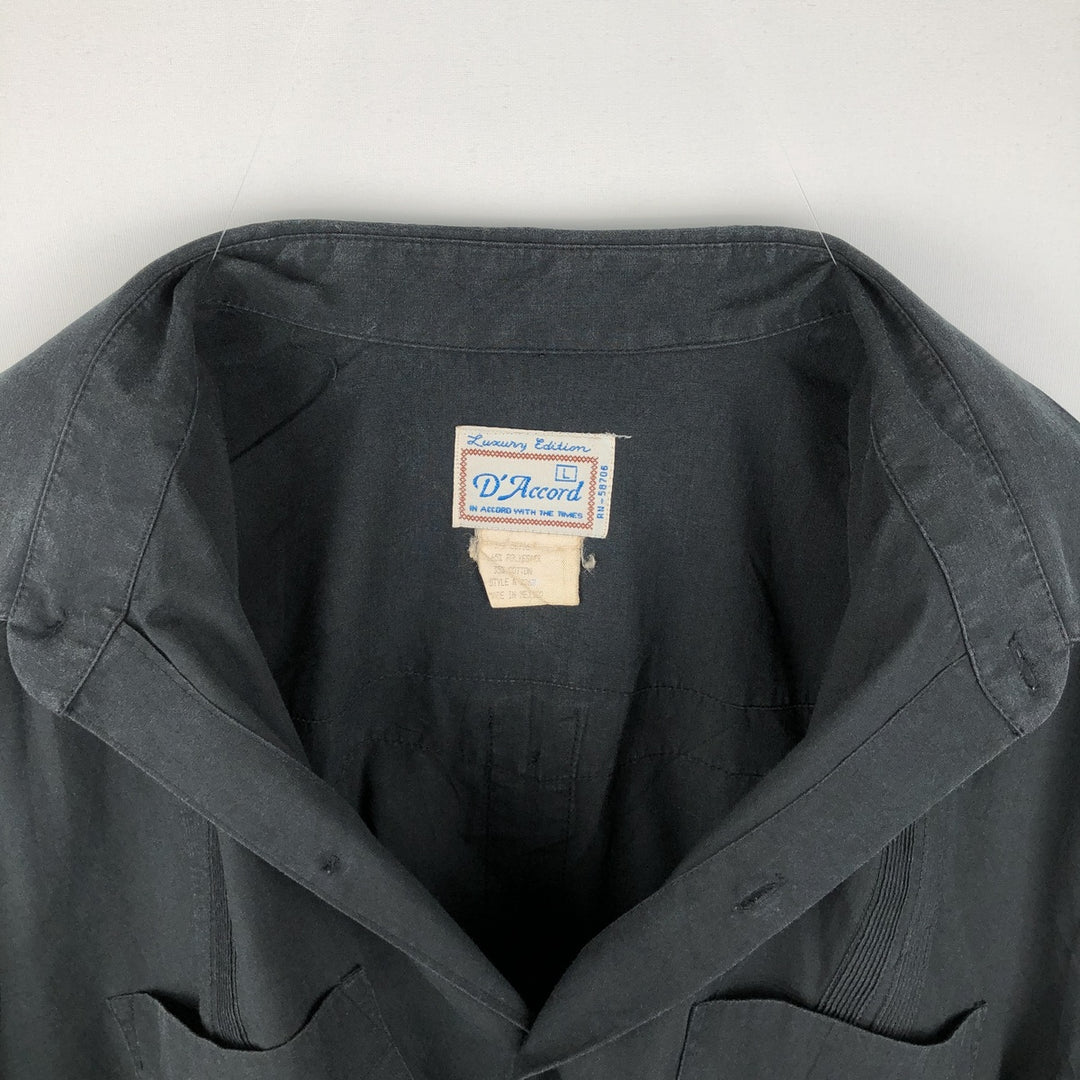D'Accord Short-Sleeve Mexican Shirt, Cuban Shirt, Box Shirt, Men's Size L (approx.) polyester black type Vintage Second Hand
