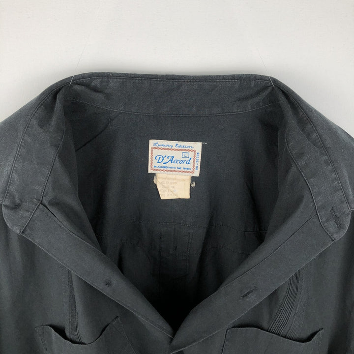 D'Accord Short-Sleeve Mexican Shirt, Cuban Shirt, Box Shirt, Men's Size L (approx.) polyester black type Vintage Second Hand
