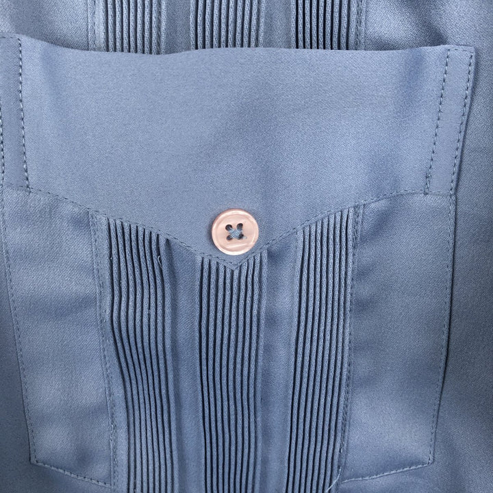 Guayaberas Yucatecas Short-Sleeve Open-Collar Mexican Shirt, Cuban Shirt, Boxy Shirt, Men's Size M (Equivalent), Vintage unclear blue type Vintage Second Hand