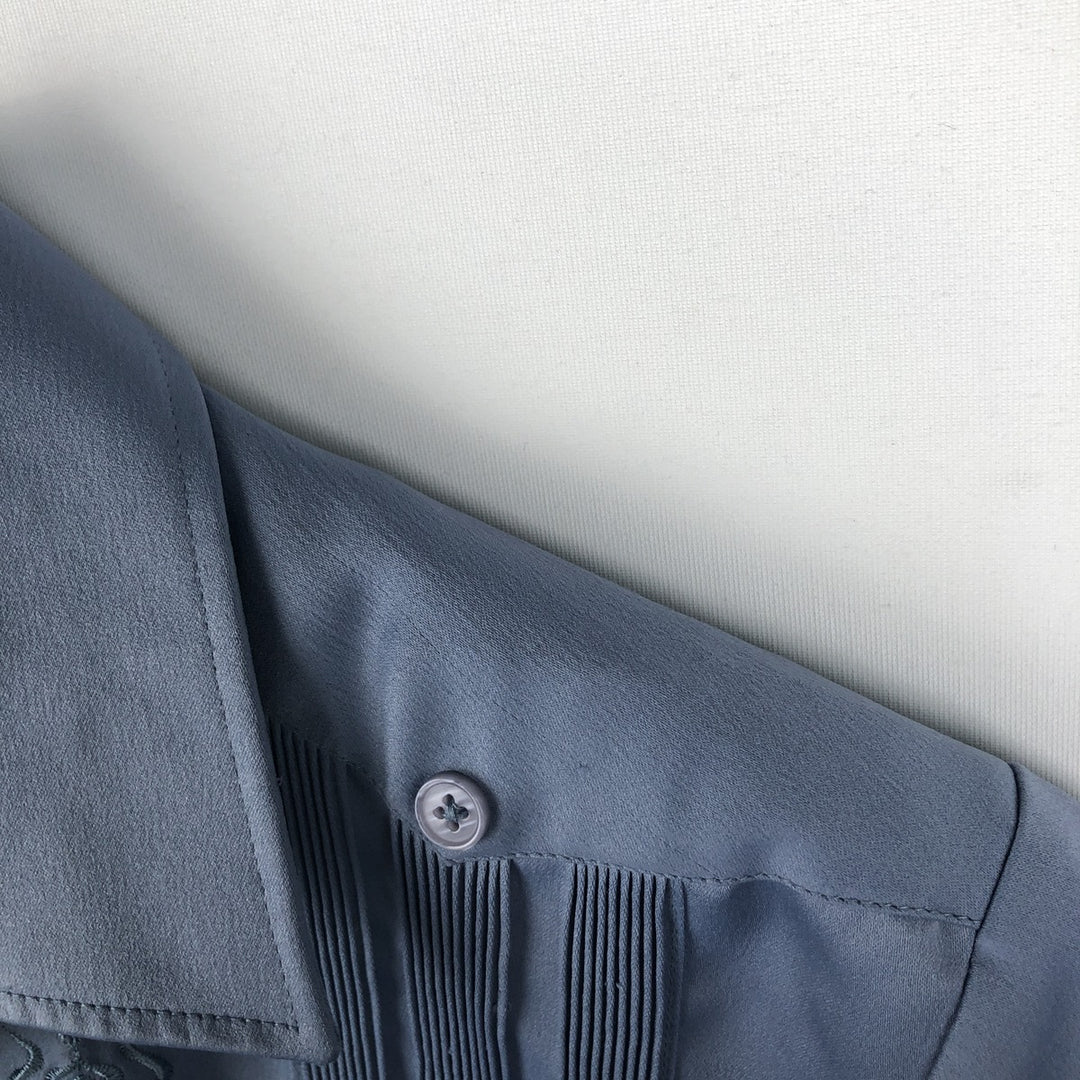 Guayaberas Yucatecas Short-Sleeve Open-Collar Mexican Shirt, Cuban Shirt, Boxy Shirt, Men's Size M (Equivalent), Vintage unclear blue type Vintage Second Hand