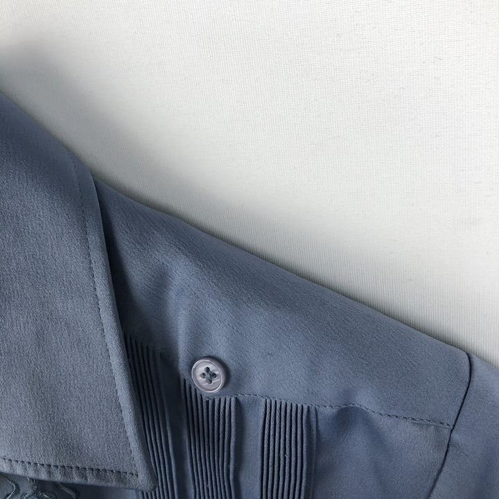 Guayaberas Yucatecas Short-Sleeve Open-Collar Mexican Shirt, Cuban Shirt, Boxy Shirt, Men's Size M (Equivalent), Vintage unclear blue type Vintage Second Hand