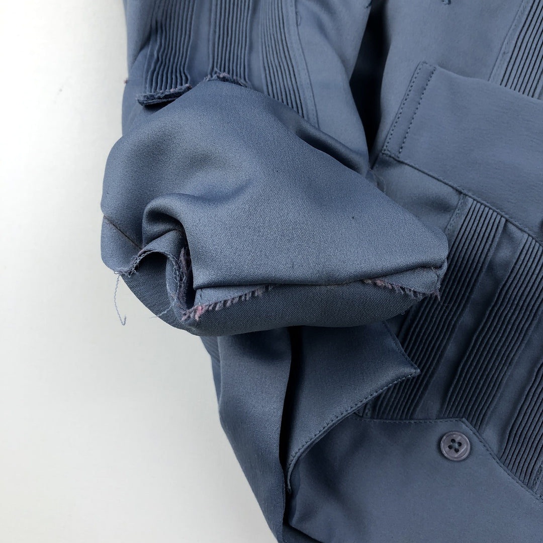 Guayaberas Yucatecas Short-Sleeve Open-Collar Mexican Shirt, Cuban Shirt, Boxy Shirt, Men's Size M (Equivalent), Vintage unclear blue type Vintage Second Hand