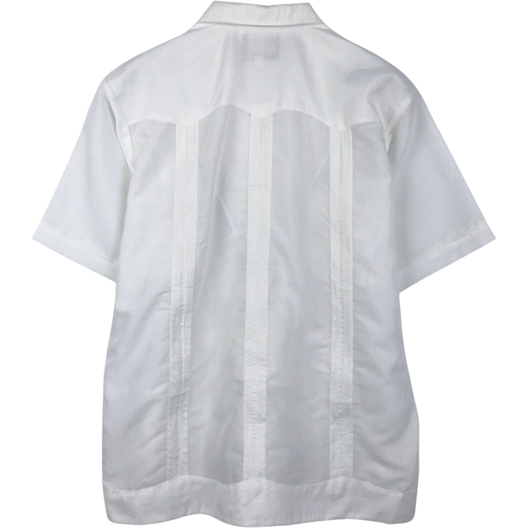 Yucateca Short-Sleeve Open-Collar Mexican Shirt, Cuban Shirt, Boxy Shirt, Men's Size M (Equivalent), Vintage polyester white type Vintage Second Hand