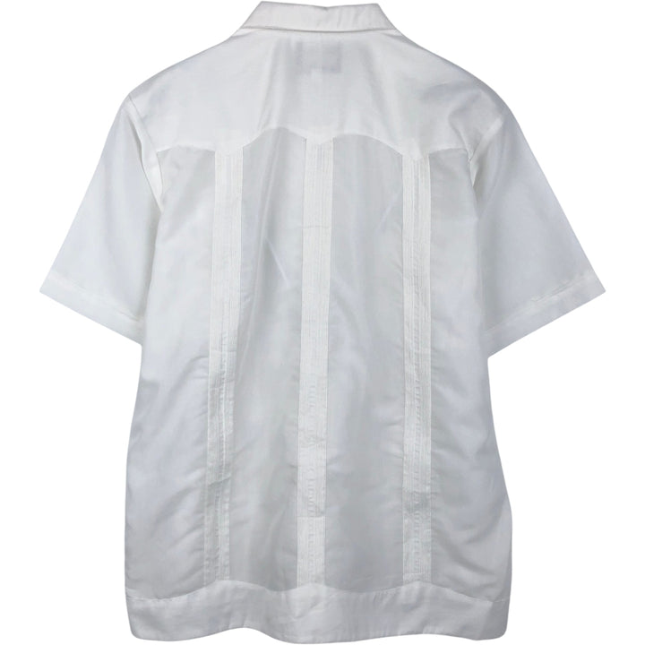 Yucateca Short-Sleeve Open-Collar Mexican Shirt, Cuban Shirt, Boxy Shirt, Men's Size M (Equivalent), Vintage polyester white type Vintage Second Hand